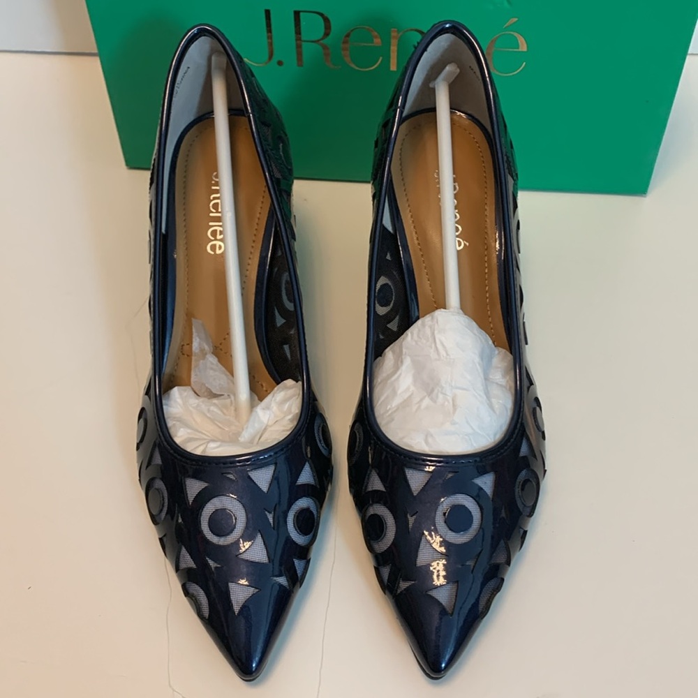J Renee Navy Jameena Pointed Toe Pumps size 9 1/2 W - Picture 2 of 8